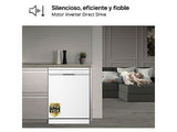 Lavavajillas - LG DF273FW, 14 servicios, 10 programas, 60 cm, QuadWash™, Blanco