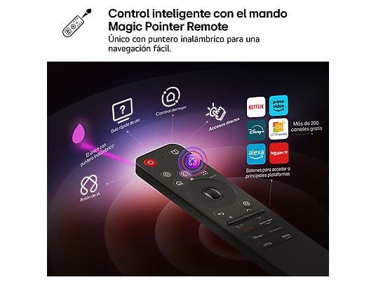 TV QNED 75 - LG 75QNED81A6A, UHD 4K, Procesador Inteligente α7 AI Processor 4K Gen8, Smart TV, DVB-T2 (H.265), Negro