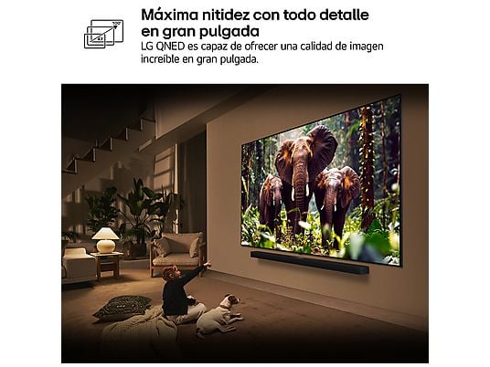 TV QNED 86 - LG 86QNED81A6A, UHD 4K, Procesador Inteligente α7 AI Processor 4K Gen8, Smart TV, DVB-T2 (H.265), Negro