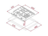 Placa de gas - Teka GZC 63310, 3 zonas, Gas natural, ExactFlame, 60 cm, Negro