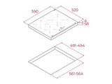 Placa inducción - Teka IBC 63110 SSM BK, 3 zonas, 29 cm Zona grande, 59 cm ancho, Negro