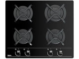 Placa de gas - Teka GBC 6400, 4 zonas, Gas natural, Mandos frontales ergonómicos, 60 cm, Negro