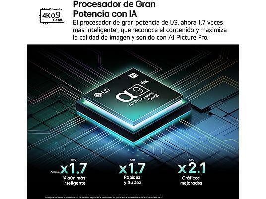TV OLED 42 - LG OLED42C55LA, OLED 4K, Procesador Inteligente α9 AI Processor 4K Gen8, Smart TV, DVB-T2 (H.265), Negro