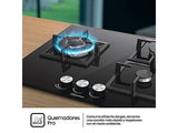 Placa de gas - Hisense GG633B, 3 zonas, 58 cm, Gas Natural, Encendido fácil, Fogón Wok, Cristal Negro