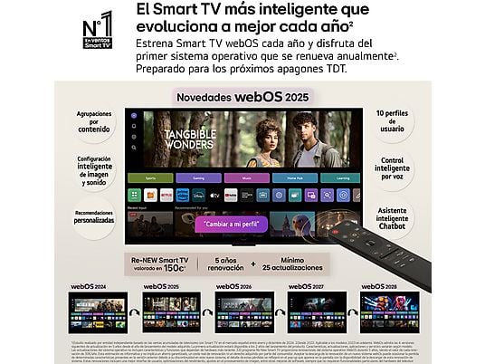 TV OLED 77 - LG OLED77C55LA, OLED 4K, Procesador Inteligente α9 AI Processor 4K Gen8, Smart TV, DVB-T2 (H.265), Negro