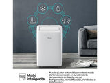 Aire acondicionado portátil - Hisense APC09QC, 2236 fgh, 3 velocidades, Deshumidificador, Super Cool, Mando a distancia, Kit Ventana, Wi-Fi, Blanco