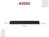 Barra de sonido - Sony HT-A3000, 3.1 Canales, Dolby Atmos, Bluetooth, Wifi, Subwoofer integrado, 250 W, Alexa, Google Home, Negro