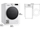 Lavadora carga frontal - LG F2WR5S09A0W, 9 kg, Blanco